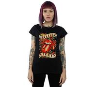 Rolling Stones Women's Tongue and Stars T-Shirt Black X-Large