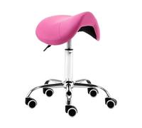 Rolling Stool Barber Chair Tattoo Studio Hairdressing Saddle Stool On Wheels Styling Salon Furniture(Rose Red)