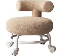 Rolling Stool Chair with Backrest, High Weight Capacity PU Leather Roller Seat and Heavy-Duty Mute Universal Wheels for Men Women Boy Girl Furniture Gift, Home Office,Beige