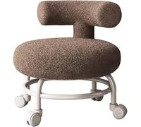 Rolling Stool Chair with Backrest, High Weight Capacity PU Leather Roller Seat and Heavy-Duty Mute Universal Wheels for Men Women Boy Girl Furniture Gift, Home Office,Brown