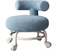 Rolling Stool Chair with Backrest, High Weight Capacity PU Leather Roller Seat and Heavy-Duty Mute Universal Wheels for Men Women Boy Girl Furniture Gift, Home Office,Blue