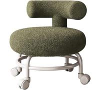 Rolling Stool Chair with Backrest, High Weight Capacity PU Leather Roller Seat and Heavy-Duty Mute Universal Wheels for Men Women Boy Girl Furniture Gift, Home Office,Green