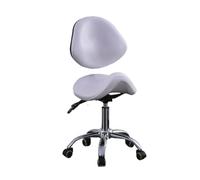 Rolling Stool Dental Practitioner Rolling Stool Rotating Beauty Salon and Barber with Backrest Pulley Makeup Chair Adjustable(White)