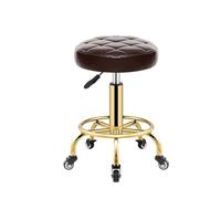 Rolling Stool Hairdressing Stool Vintage Barbershop Barber Chair Salon Furniture Beauty Stools Professional Rotating Rolling Chairs(Brown 1)
