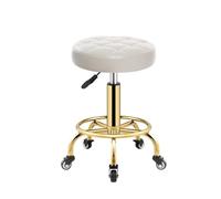 Rolling Stool Hairdressing Stool Vintage Barbershop Barber Chair Salon Furniture Beauty Stools Professional Rotating Rolling Chairs(White 1)