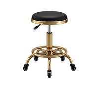 Rolling Stool Heavy Duty 300bls Adjustable Stool with Wheels Electroplating Frame Swivel Stools Adjustable Height for Spa Drafting Salon Tattoo Work Office Massage(Gold)