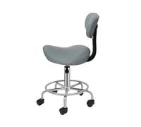 Rolling Stool Lift Rotating Bar Stool Seat with Backrest, PU Leather Adjustable Lifting Saddle Chair Black/Grey(Grey)