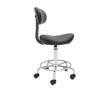 Rolling Stool Lift Rotating Bar Stool Seat with Backrest, PU Leather Adjustable Lifting Saddle Chair Black/Grey(Black)