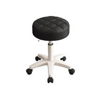 Rolling Stool Massage Stool Beauty Salon Lifting Rotating Round Hair Manicure Barber Shop with Wheels(Black)