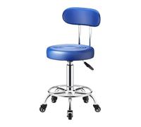 Rolling Stool PU Leather Rolling Stool Low Back Height Adjustable Work Salon Drafting Swivel Task Chair with Footrest(Color26)