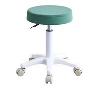 Rolling Stool PU Leather Salon Chair Height Adjustable Office Chair with Wheels for Shop Stool Swivel Drafting Work SPA,Green White Pulley