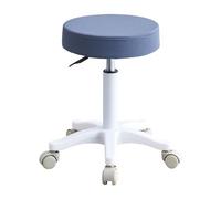 Rolling Stool PU Leather Salon Chair Height Adjustable Office Chair with Wheels for Shop Stool Swivel Drafting Work SPA,Blue White Pulley
