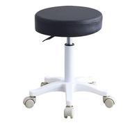 Rolling Stool PU Leather Salon Chair Height Adjustable Office Chair with Wheels for Shop Stool Swivel Drafting Work SPA,Black White Pulley
