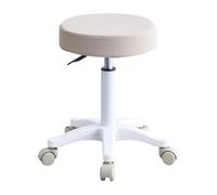 Rolling Stool PU Leather Salon Chair Height Adjustable Office Chair with Wheels for Shop Stool Swivel Drafting Work SPA,Gray White Pulley