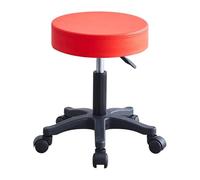 Rolling Stool PU Leather Salon Chair Height Adjustable Office Chair with Wheels for Shop Stool Swivel Drafting Work SPA,Red Black Pulley