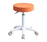 Rolling Stool PU Leather Salon Chair Height Adjustable Office Chair with Wheels for Shop Stool Swivel Drafting Work SPA,Yellow White Pulley