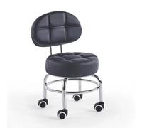 Rolling Stool with Back Support - PU Leather Modern Chair for Garage, Home, Office, Shop, Massage