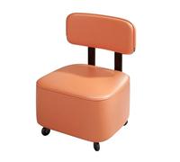 Rolling Stool with Backrest, Cact Step Stool Chair, Comfortable Leather Cush for Hallway, Flexible li, Portable Rolling Hocker