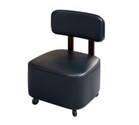 Rolling Stool with Backrest - Cact Step Stool with Leather Cush, Comfortable Seat for Hallway, Easy li, Versatile Use (Black)