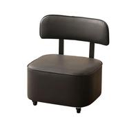 Rolling Stool with Backrest Universal Low Roller Seat Easy Move Leather Shoe Changing Bench for Office & Entryway Modern Accent Chair (Nero)