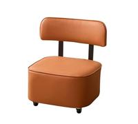 Rolling Stool with Backrest, Universal Low Seat for Easy Mobility, Stylish ge Leather Shoe Changing Bench for Entryway & Office, Modern Design