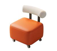 Rolling Stool with Footrest, Padded Leather Seat and Backrest - Stylish and Comfortable for Entryway or Living Room