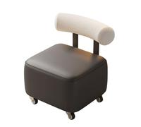 Rolling Stool with Footrest, Padded Leather Seat and Backrest - Stylish and Comfortable for Entryway or Living Room
