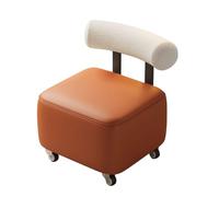 Rolling Stool with Footrest, Padded Leather Seat and Backrest - Stylish and Comfortable for Entryway or Living Room