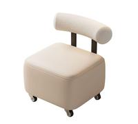 Rolling Stool with Footrest, Padded Leather Seat and Backrest - Stylish and Comfortable for Entryway or Living Room