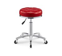 Rolling Stool with Wheels Adjustable Height 44-56cm Office Stool Faux Leather, Modern Swivel Stool for Shop Guitar Lab Tattoo Workbench Medical(Red)