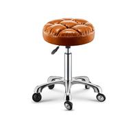 Rolling Stool with Wheels Adjustable Height Swivel Stool 46-62CM Office Stool with Metal Base Faux Leather Seat for Salon, Office, Tattoo, Massage(Orange)