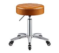 Rolling Stool with Wheels - Adjustable Hydraulic Swivel Chair, PU Leather Round Cushion, Backless Design for Spa, Salon, Medical Office, Tattoo, Home, Car Shop - 41-56cm Height