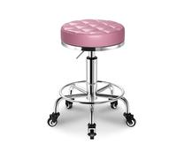Rolling Stool with Wheels Adjustable Swivel Stool with Stable Chrome Base Faux Leather Cushion for Office, Salon, Spa, Or Home, 330lbs Weight Capacity(Pink)