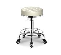 Rolling Stool with Wheels Adjustable Swivel Stool with Stable Chrome Base Faux Leather Cushion for Office, Salon, Spa, Or Home, 330lbs Weight Capacity(White)