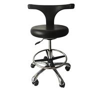 Rolling stools, adjustable spa stools, rotating sa Dental Rolling Stool with Backrest Adjustable Height 48-65 cm 360 Degree Swivel PU Leather Multicolor(Black)