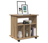 Rolling Storage Cabinet Artisan Oak 60x45x60cm Engineered Wood 4 Shelves Locking [EEK: Yes]