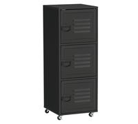 Rolling Storage Cabinet Black 103x38x38.5cm Particleboard & Metal 3-Tier Wheels