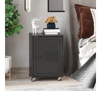 Rolling Storage Cabinet File Cabinet W/ Adjustable Shelf Metal Door for Bedroom HOMCOM Black One Size