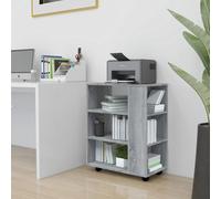 Rolling Storage Cabinet Grey Sonoma 60x35x75cm Engineered Wood Mobile 3 Shelves