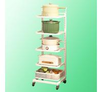 Rolling Storage Cart for Bathroom & Kitchen White nizer with Sliding Drawers for Pots & Pans 5 Boards & 1 Basket Space-Saving Solution for Home Storage