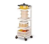 Rolling Storage Cart for Laundry Foldable Kitchen nizer with 4 Shelves & 1 Basket Space-Saving Vegetable Storage Cart for Cabinets White