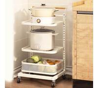 Rolling Storage Cart for Office Bathroom & Kitchen - Compact 3-Tier nizer with 1 Basket Ideal for Fruits & Vegetables - White Mobile Trolley for Closet & Pantry