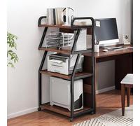 Rolling Storage Cart MultiLayer Printer Stand 20mm Steel Structure Shelf with Guardrails for Office & Kitchen Brown 55x40x131cmVersatile Organizer Solution