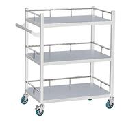 Rolling Storage Cart, Stainless Steel Medical Trolley, 2-Layer Design, Maximum Load 150kg, Ideal for Hospital, Clinic & Laboratory, Single Drawer (66×44×86 cm)