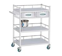 Rolling Storage Cart, Stainless Steel Medical Trolley, 2-Layer Design, Maximum Load 150kg, Ideal for Hospital, Clinic & Laboratory, Single Drawer (66×44×86 cm)