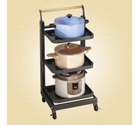 Rolling Storage Cart with Drawers Kitchen nizer for Pots and Pans Expandable Microwave Oven Rack Black - 3 x 3 Boards Space-Saving Kitchen Solution