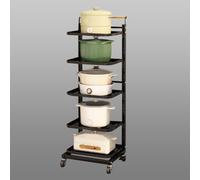 Rolling Storage Cart with Drawers Kitchen nizer Sliding Fruit and Vegetable Basket 5-Board Black Trolley for Easy Mobility and Efficient nization