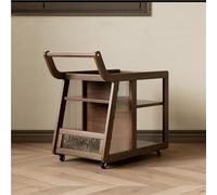 Rolling Storage End Table with Wheels - Wood Night Stand for Living Room and Office, Convenient Side Table with Handle