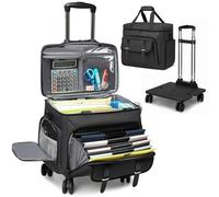 Rolling Teacher Tote Bag for Women Men,Large Tote Bag With Detachable Wheels Trolley,15.6 Inch Laptop Wheeled Teacher Bag for Work Office