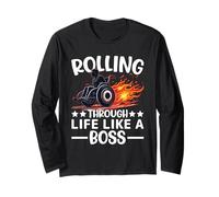 Rolling Through Life Like a Boss Wheelchair Disability Pride Long Sleeve T-Shirt